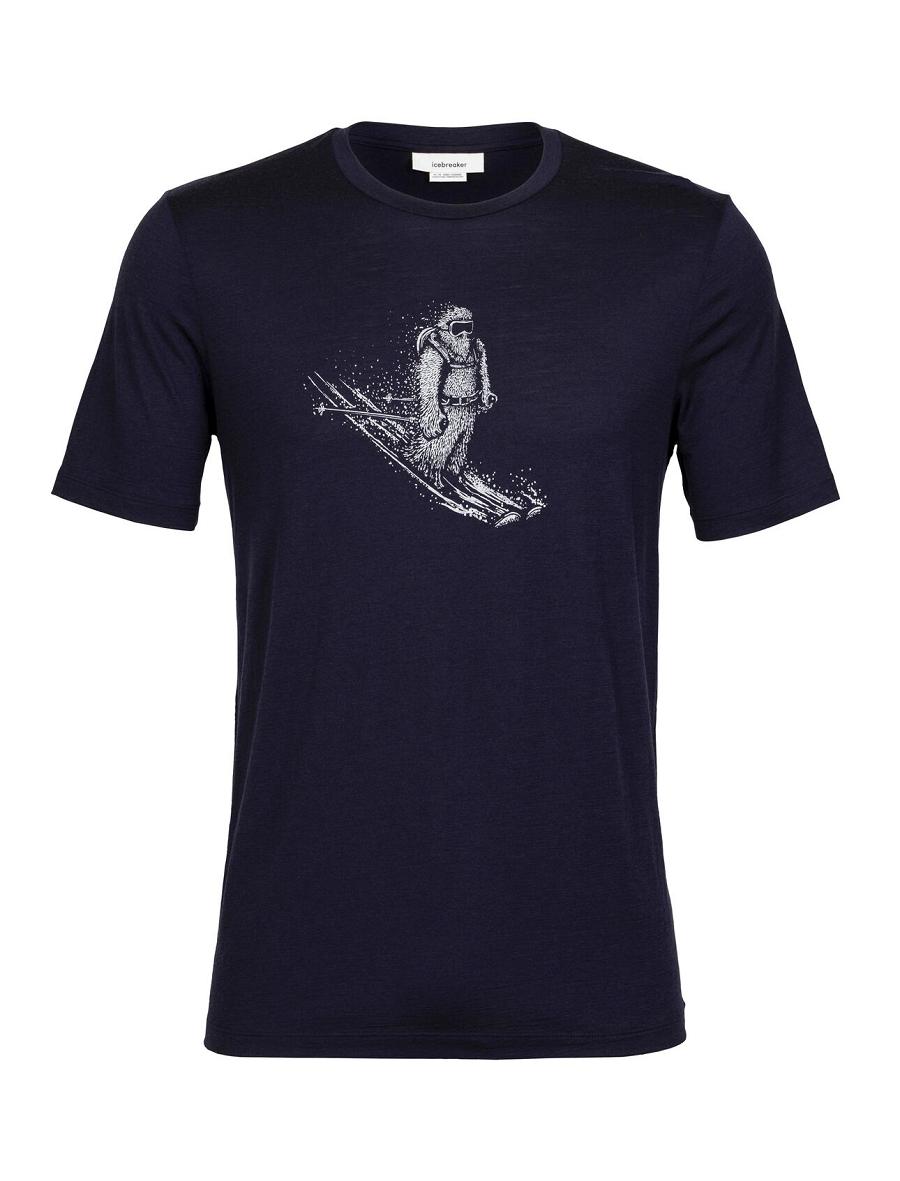 Midnight Navy Icebreaker Merino Tech Lite II Short Sleeve Skiing Yeti Men's T Shirts | AU 1209EBCX